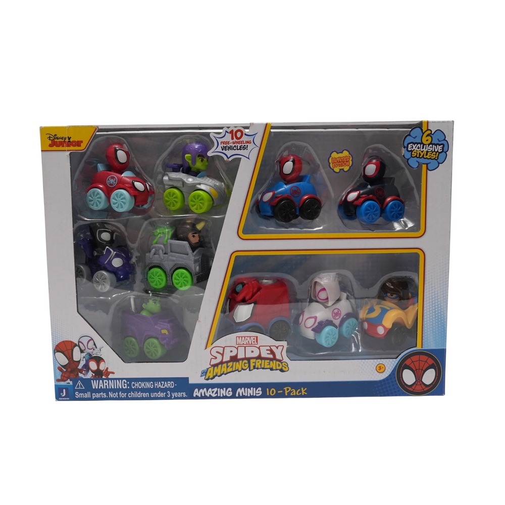 Marvel Spidey Amazing Minis 10 Pack Disney Junior Toy Cars Spiderman Miles‎ Hulk
